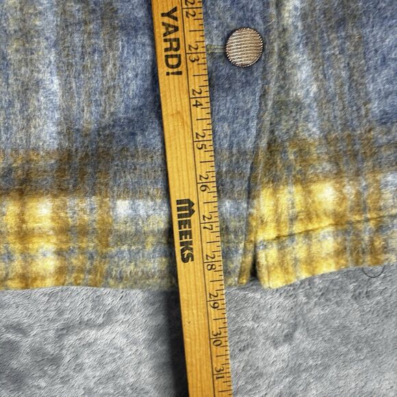 Zara Wool Blend Shirt Jacket Womens Medium Gray Yellow Oversized Button Shacket - Picture 12 of 12